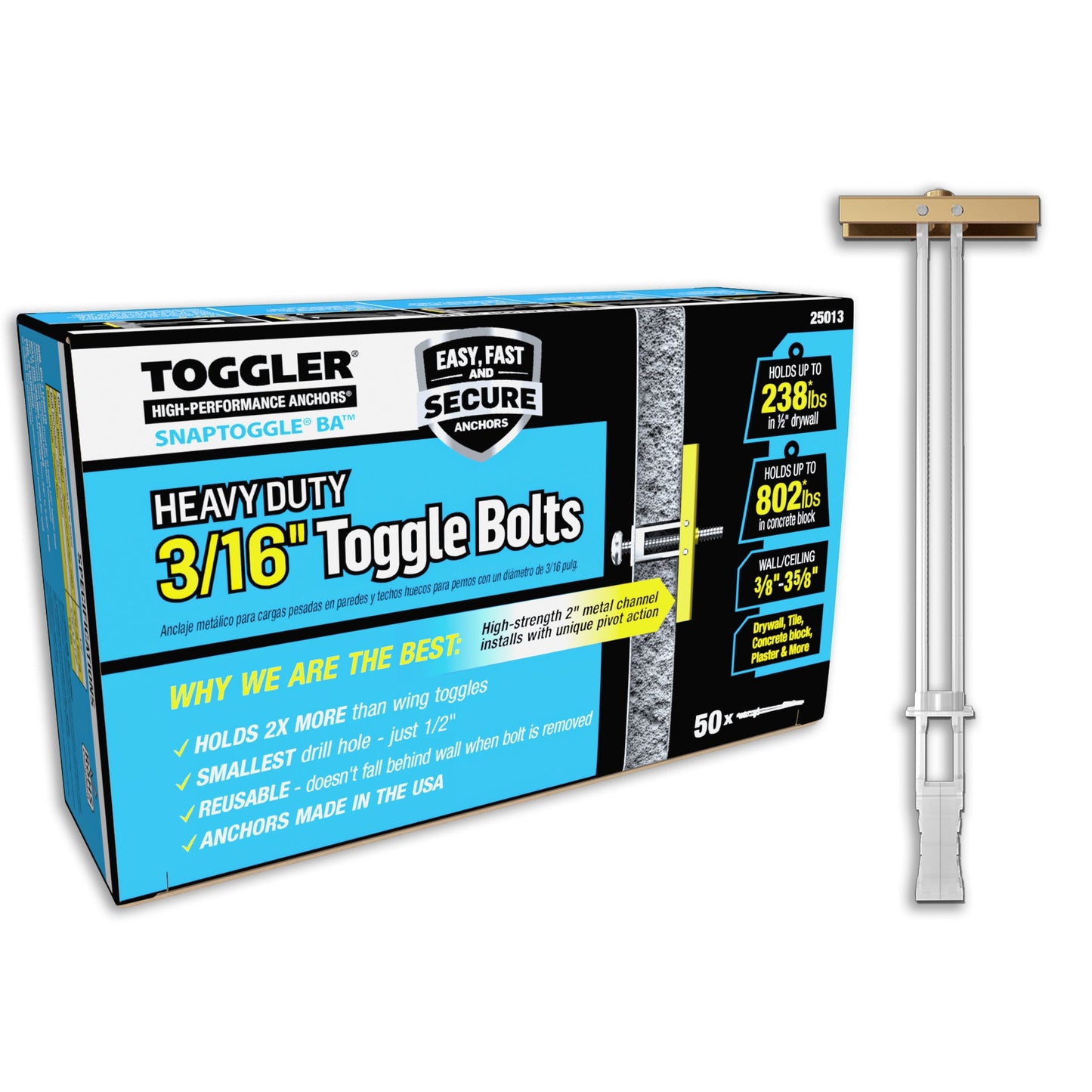 SNAPTOGGLE® Heavy-Duty Toggle Bolt — Carbon Steel