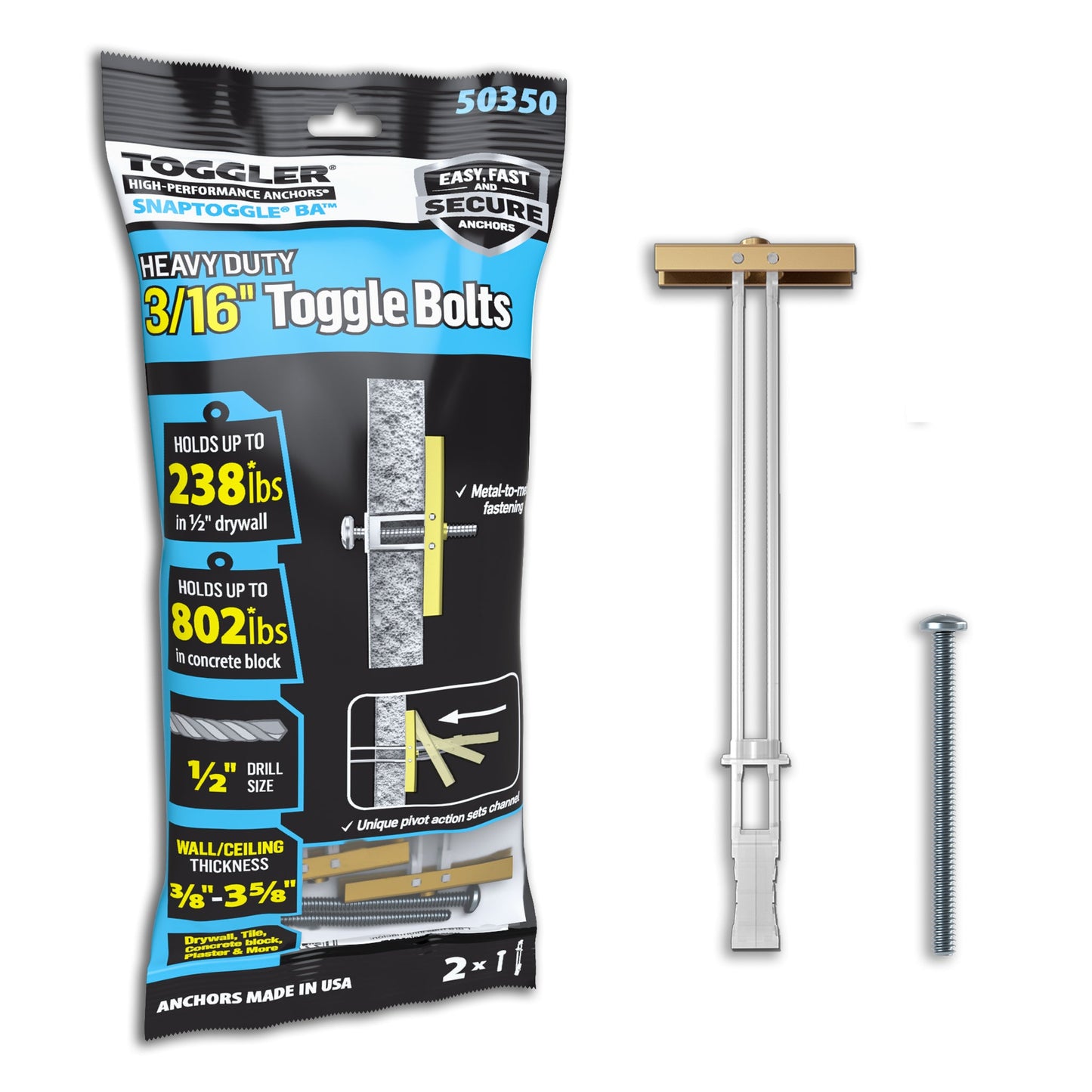 SNAPTOGGLE® Heavy-Duty Toggle Bolt — Carbon Steel