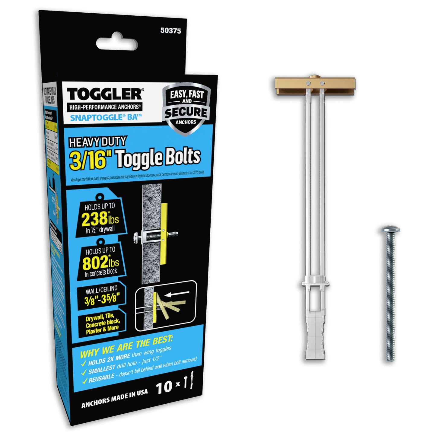 SNAPTOGGLE® Heavy-Duty Toggle Bolt — Carbon Steel