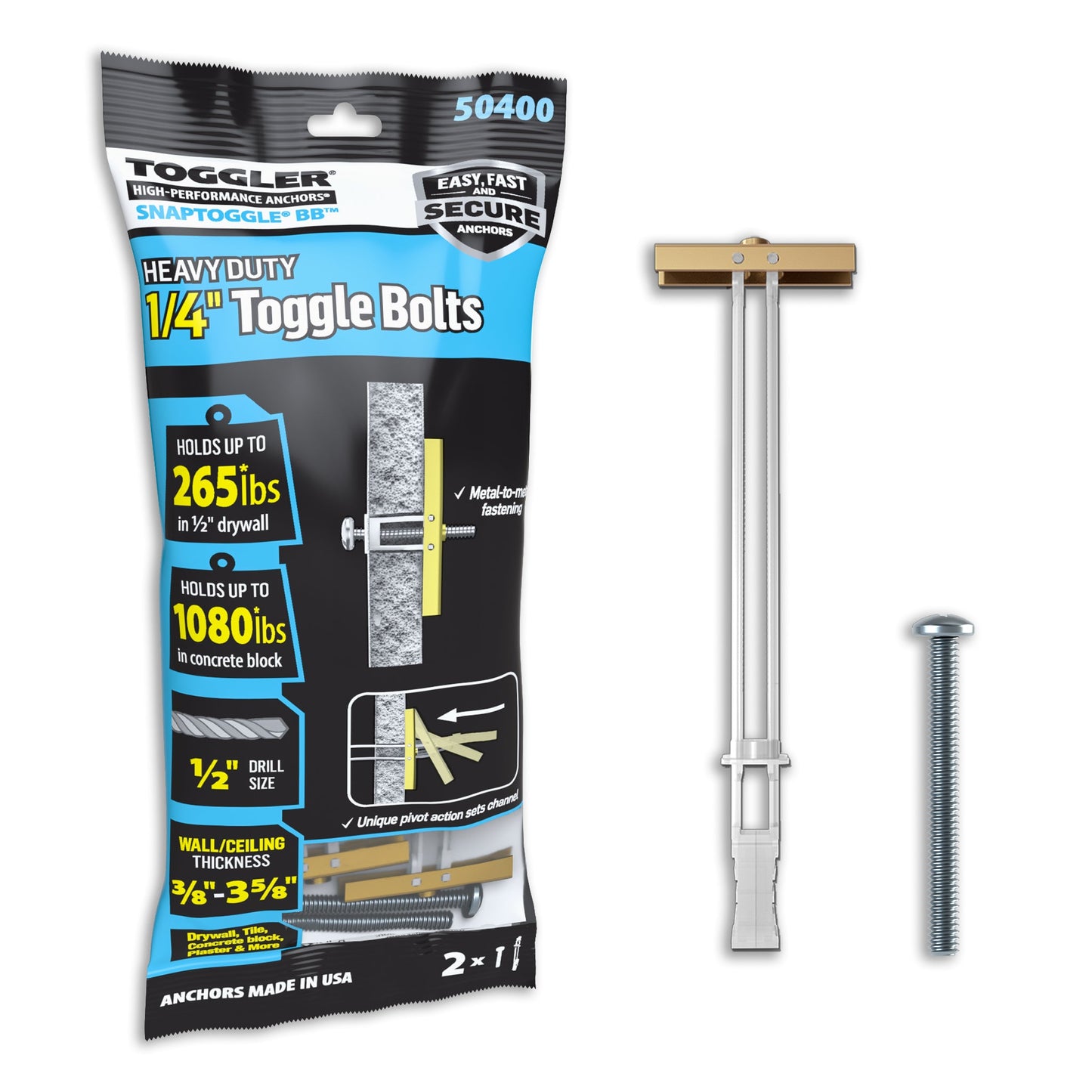 SNAPTOGGLE® Heavy-Duty Toggle Bolt — Carbon Steel