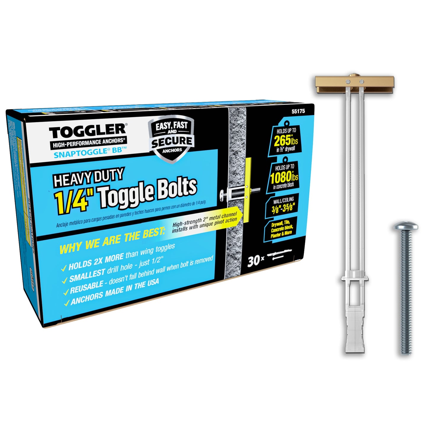 SNAPTOGGLE® Heavy-Duty Toggle Bolt — Carbon Steel
